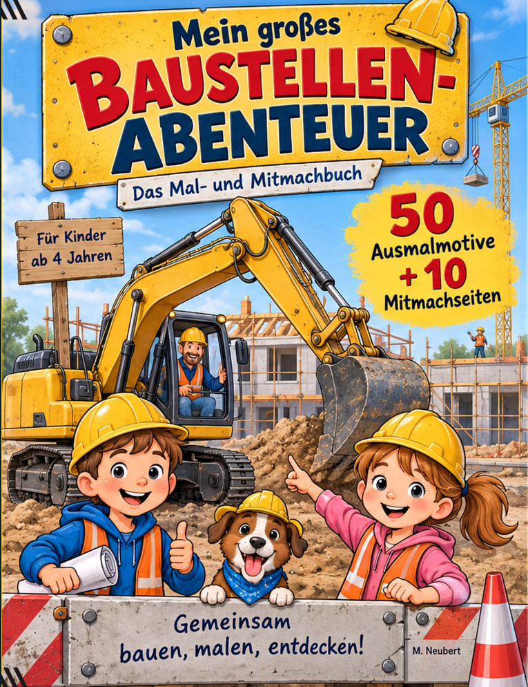 Cover: Mein großes Baustellen-Abenteuer – Das Mal- und Mitmachbuch